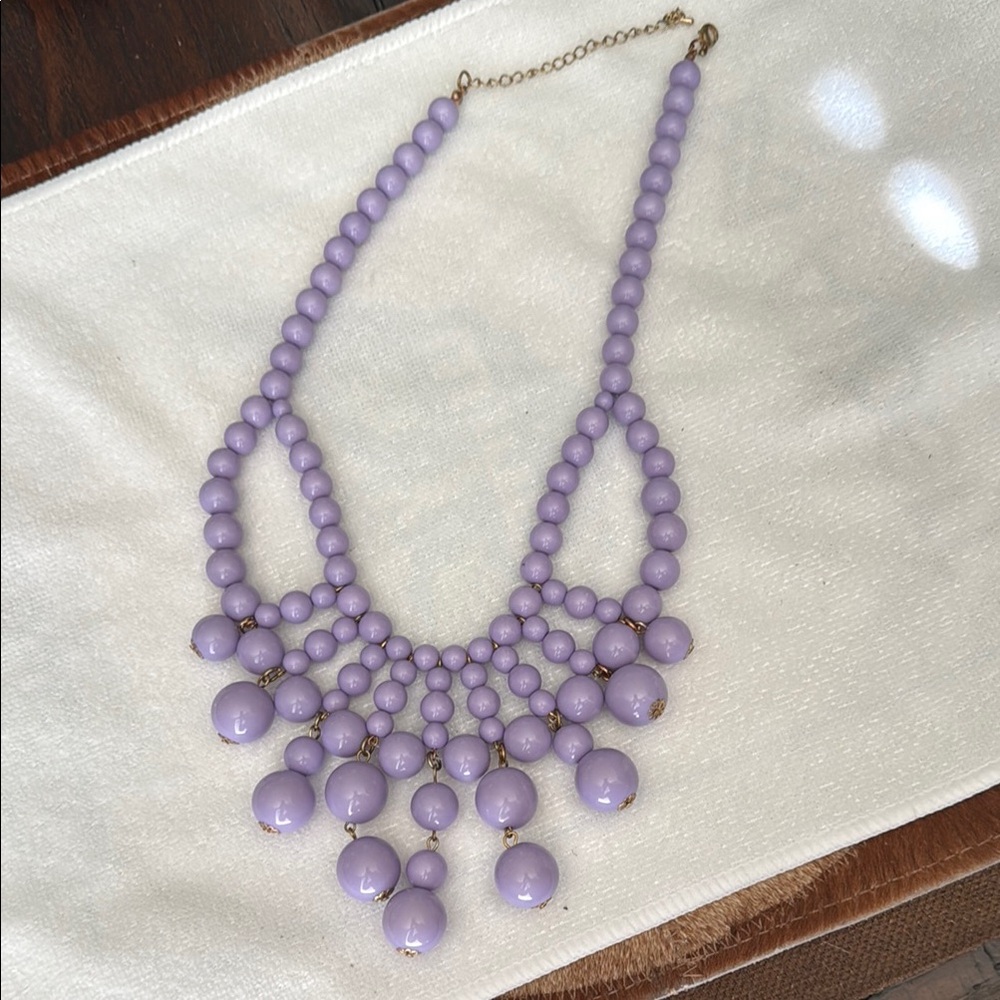 Purple Teardrop Necklace with Silver Setting